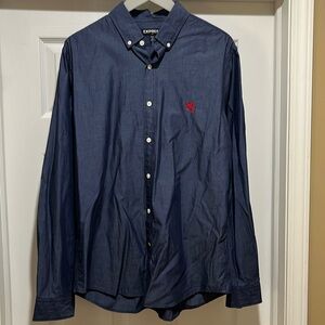 Men’s express button-down shirt, size, large blue￼